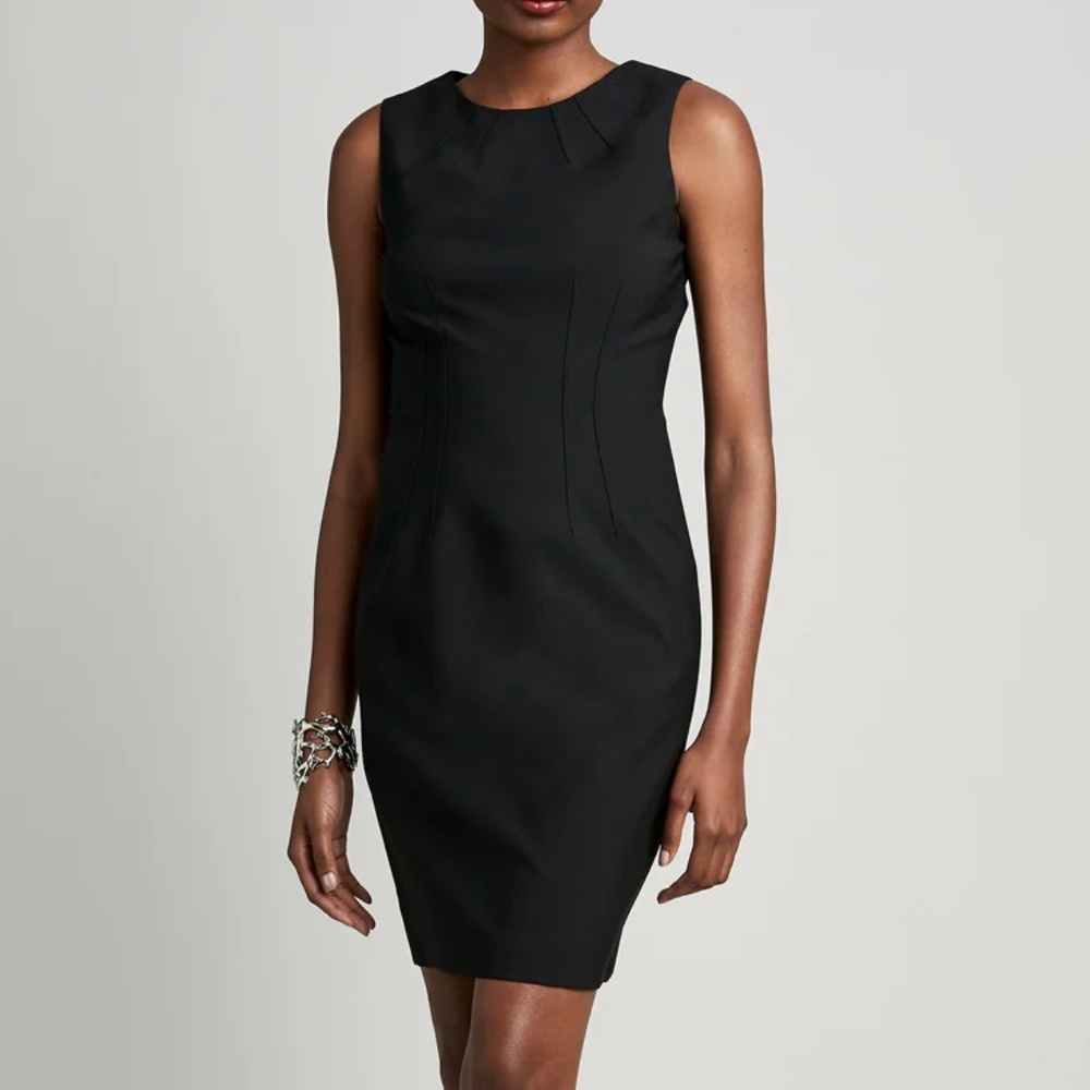 EUC Elie Tahari Emory Brown and Black Sleeveless Midi Dress